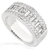 One of a Kind 1 5/8 ctw Princess Baguette & Round Brilliant Diamond Band (HI/VS2-SI1) in 18k White Gold