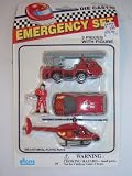 Emergency Rescue Set of Die Cast Vehichles Red Fire Engine, Paramedic, Police Car & Helicopter By Excite
