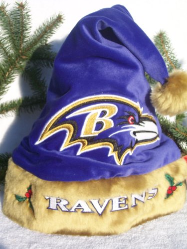 Baltimore Ravens plush holly NFL Solid color Team logo Santa Hat