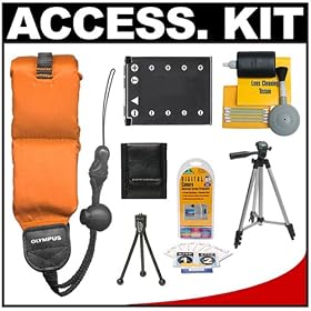 Olympus Floating Camera Strap (Orange) with Li-42B Battery + Tripod + Accessory Kit for... by Olympus