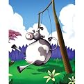 Cow Swinging Canvas Wall Art - 11x14"