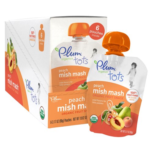 Plum Organics Tots Mish Mash Organic Fruit Snack Peach - 3.17 oz. (6 Pack)