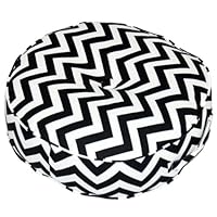 Greendale Home Fashions 20-Inch Round Floor Pillow Zig Zag fabric, Black