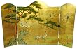 Asian Furniture & Decor - 54" Ming Design Chinese Lacquered Oriental Fireplace Screen ( Gold Leaf )