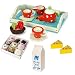 Le Toy Van Honeybake Tea Set Strawberry Design with Haba Soft Petit Fours Set of 9 Desert Toys, Cheese Wedges, and Milk Carton Bundle