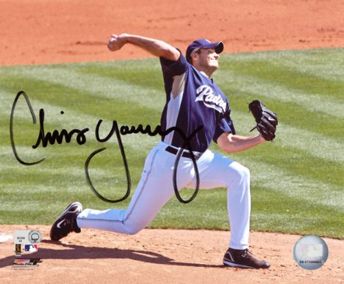 Mounted Memories San Diego Padres Chris Young Autographed 8x10 Wind Up Purple Photo