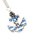 Pinup Navy Girl Anchor and Stripes with Mini Rose Necklace