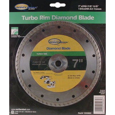 Northern Industrial General-Purpose Turbo Dry Cutting Diamond Blade - 7in. Dia.