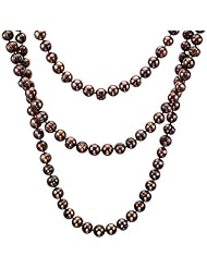 HinsonGayle Handpicked Ultra-Luster 10-11mm Chocolate Baroque Cultured Pearl Rope Necklace (DIVA Collection, 65")