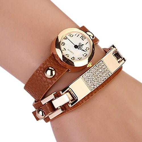 Women's Alloy Wrap Square Rhinestone Faux Leather Leather Bracelet Wrist Watch
