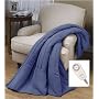Sunbeam Quilted Microfiber Throw Electric Heated Warming Heating Blanket, Denim Blue