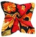 Nella-Mode schickes & elegantes SEIDENTUCH in bezauberndem floralem-Design "Mohnblüten", Rot / Schwarz, 83x83 cm