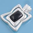 Sterling Silver And Black Onyx Stone Pendant - 33mm Height