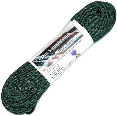 100 FT Military 550 Paracord from Our School Spirit - Made in the USA (Emerald Green)