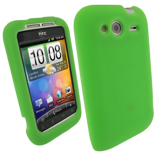 igadgitz Silikon Schutzhülle Hülle Tasche Etui Case Skin in Grün für HTC Wildfire S Android Handy Smartphone + Display Schutzfolie
