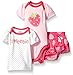 Gerber Baby Three-piece Bodysuit Lap-shoulder Shirt and Skort Set, Strawberry, 24 Months