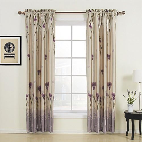 IYUEGOU Floral Polyester Purple Blackout Rod Pocket Curtain Draps With Multi Size Customs 42" W x 84" L (One Panel) by I Love Curtains