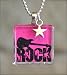 Rock N' Roll Pink Square Glass Tile Pendant Necklace Jewelry Wearable Art Unique Design By Atlantic Seaboard Trading Co.