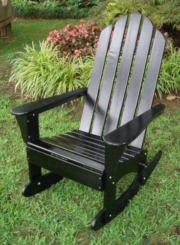 Chinese Oak Adirondack Rocker in Black (Black) (47.25H x 26.75W x 33.86D)