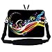 Meffort Inc 15 15.6 inch Laptop Sleeve Bag Carrying Case with Hidden Handle and Adjustable Shoulder Strap - Rainbow Music Note Design
