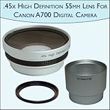 .45x High Definition Wide Angle Camera 55mm Lens For Canon PowerShot A700