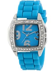 Cerentino Womens CR100-TQ  Turquoise Silicone Rubber Rhinestones Watch