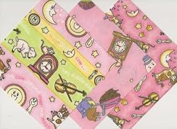 30 6.5" Nursery Rhyme Pink Quilt Flannel Fabric Squares