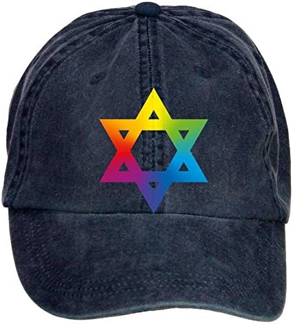 RJoer Custom Star Of David Symbol With Circular Rainbow Washed Cotton Baseball Cap