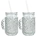 Mason Jar Frosty Freezer Mugs, Double Wall, Gel with Lid and Straw, 20oz (Clear)