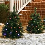 Review Brookstone  / Set of 2 Cordless LED Pre-lit Walkway Tree, Multi-Color