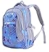 Coofit Flowers Pattern Backpacks for Girls Elementary School Students Book Bag Blue