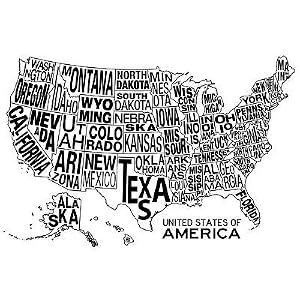 Amazon.com: (13x19) United States of America Stylized Text Map ...