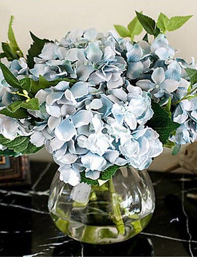 Five Blue Hygrangeas Artifical Flowers With Vase