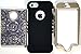 Bastex Heavy Duty Hybrid Case for iPhone 5, 5S - Black Silicone / Antique Gold & Silver Circles Design Hard Cover