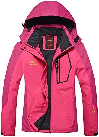 FanMagic Women's Water Resistant Wicking Breathable Anti-Static Wear Resistant Thin Climbing Jacket Rose Red S