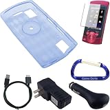 Combo Bundle Kit: Blue Silicone Skin Case Cover, USB Cable, USB Car Charger, USB Wall / Travel Charger, Screen Protector, and Free Carabiner Key Chain for the Sony Walkman S Series (NWZ-S540, NWZ-S544, NWZ-S545) MP3 Player