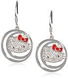 Hello Kitty by Simmons Jewelry Co. Sterling Silver Hello Kitty Diamond and White Sapphire Circle Earrings