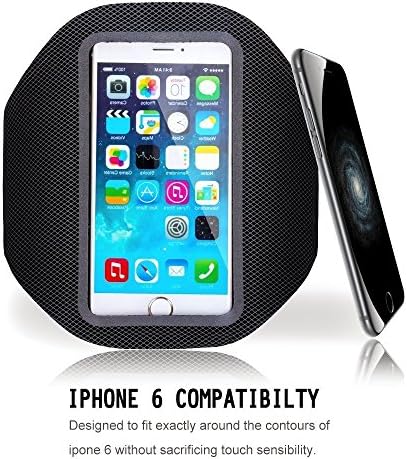 Iphone 6S Armband 4.7inch, TRAVERLLOR Reflective Strip Adjustable Neoprene Soft Foam Sports Running Jogging Gym Armband Arm Band Case Cover Holder for Apple Iphone 6 4.7inch (Iphone 6S, Black)