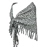 White & Black Leopard Printed Pashmina Shawl Wrap