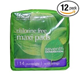 Seventh Generation Chlorine Free Maxi Overnight Pads, 14-count Packages (Pack of 12) (168 pads)