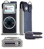 Kroo Apple iPod Nano 2GB/4GB Different Color Options Premium Leather Case w/ Glazed Metal Trimming and Crystal Clear LCD Screen Protector