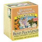 Celestial Seasonings Wellness Tea Honey Peach Ginger, Tea Bags, 0.8-Ounce 10-Count Box(Pack of 10)