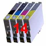 3 Full Sets + 2 Black Inks : 14 High Capacity Compatible Ink Cartridges Multipack T0556 - T0551 T0552 T0553 T0554 for Epson Stylus Printers R240 R245 RX420 RX425 RX520