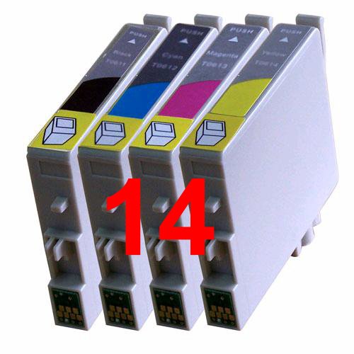 3 Full Sets + 2 Black Inks : 14 High Capacity Compatible Ink Cartridges Multipack T0556 - T0551 T0552 T0553 T0554 for Epson Stylus Printers R240 R245 RX420 RX425 RX520