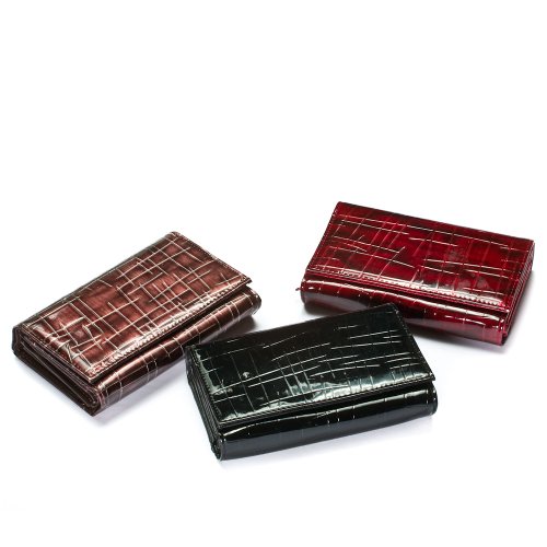 3 Mixed Bamboo Print Tri Fold Wallets Faux Patent Leather