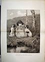 LITTLE GIRL BOOK DOGS RIVERSIDE COUNTRY ANTIQUE PRINT