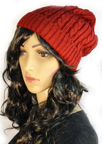 Winter Women Lady Baggy Beret Chunky Knit Knitted Braided Beanie Hat Ski Cap
