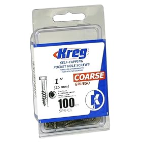 Kreg SPS-C1-100  Pocket Screws - 1-Inch, 7 Coarse, Pan-Head, 100-Count