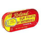 Roland Flat Anchovies in Olive Oil, 2-Ounce Tins (Pack of 25)