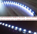 Produkt-Bild: Led Lichtleiste Balken Streifen 12V Xenon wei&szlig; 30cm universell verwendbar f&uuml;r Kofferraum Innenraum Aquarium Schrankbeleuchtung...